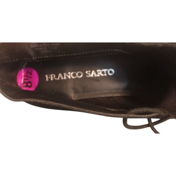 Franco Sarto Wedge Boots Booties Black Suede Lace Up Women’s Size 8.5 - Picture 11 of 12
